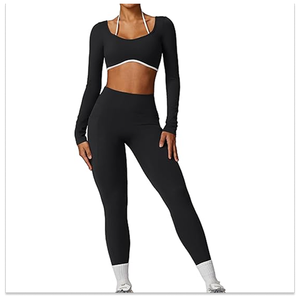 Ensemble de yoga sans couture : Leggings taille haute et soutien-gorge de sport – Tenue de sport pour l'entraînement, la gym et les séances de yoga pour femmes - Product Image 1