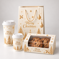 Boîte à gâteau de Noël blanche avec feuille d'or, personnalisée, pour pâtisserie, biscuits, desserts, vente en gros pour les fêtes
