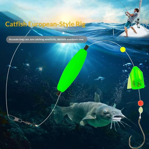 Ensemble de pêche à la traîne pour poisson-chat pré-monté avec flotteur coulissant en mousse EVA, perles de ligne, hameçon circulaire décalé et flotteur vertical pour la pêche en bateau en mer - Product Image 4