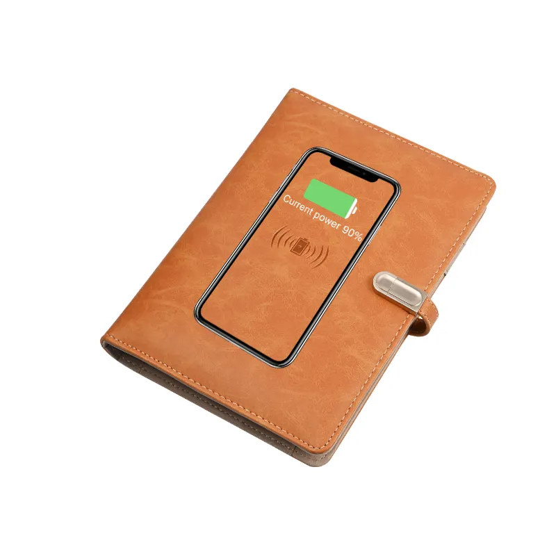 Vendita calda A5 Pazzo del modello del Cavallo caso di Ordinazione di Cuoio Logo senza fili di ricarica notebook con un display HD da 4.3 pollici