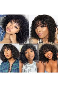 Brazil tóc con người glueless <span class=keywords><strong>Fringe</strong></span> Tóc Giả Jerry xoăn ngắn Bob <span class=keywords><strong>bangs</strong></span> mật độ cao Máy làm tóc giả với <span class=keywords><strong>bangs</strong></span> cho phụ nữ - Product Image 6