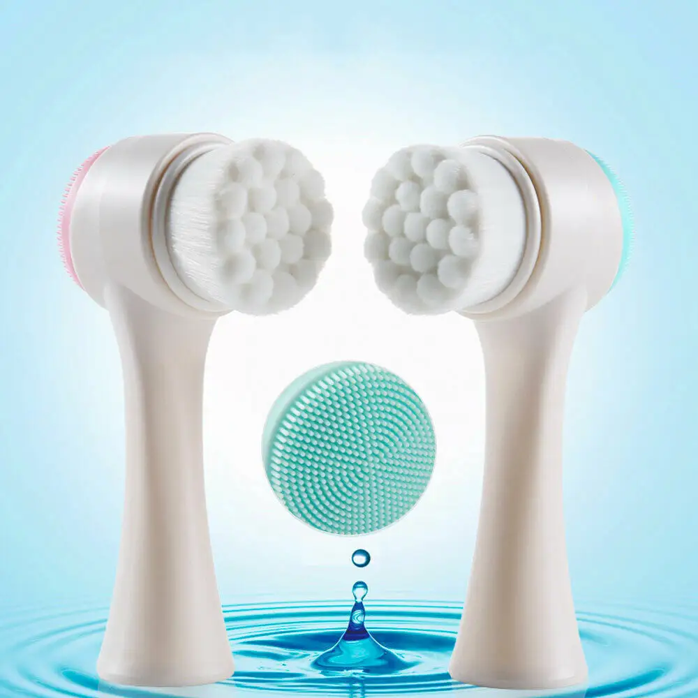 Double Side Silicone Facial Cleanser Brush Kích Thước Di Động Để Làm Sạch Khuôn Mặt