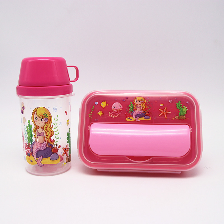 Cute Cartoon Kids Bento Lunch Box Set with Water Bottle for School ...