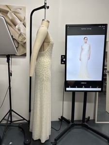 Nouvelles robes de soirée OUDINA, robes longues de cocktail sirène à dos nu, ornées de perles et de pompons, élégantes et formelles pour femmes - Product Image 3