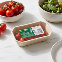 Barquettes en bagasse de canne à sucre laminées sans PFAS, récipients alimentaires micro-ondables, barquettes pour fruits et légumes, barquettes de supermarché