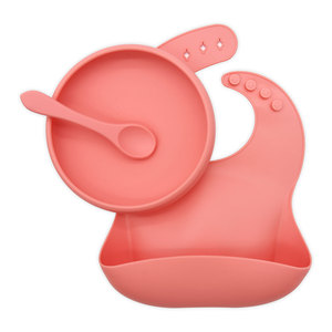 Ensemble d'alimentation en silicone pour bébé : assiette compartimentée à ventouse sans BPA, bavoir en silicone, tasse à boire et cuillère – Idéal pour l'autonomie alimentaire (BLW) – Vente en gros - Product Image 2