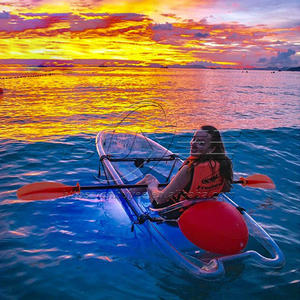 Buen proyecto de inversión Barco de remos transparente para una persona Cristal transparente Ver a través de la parte inferior <span class=keywords><strong>Kayak</strong></span> Glass Clear PC Paddle Boat - Product Image 5