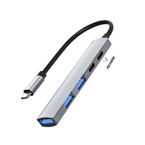 Type C 5 In 1 Hub With PD100W <b>Fast</b> <b>Charging</b> Aluminum Alloy USB Hubs For Laptop - Product Image 1