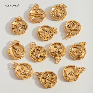 Amuletos del Zodiaco de Doble Cara |   Colgante de Acero Inoxidable Chapado en Oro PVD de 18K con Signo del Zodiaco |   Resistente al agua, hipoalergénico y sin deslustre - Product Image 3