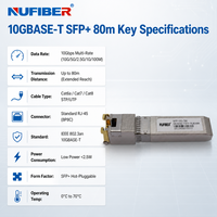 Module émetteur-récepteur SFP+ RJ45 en cuivre 10GBASE-T, longue portée, remplacement direct, Plug and Play pour mise à niveau de 1G à 10G