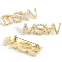 Vente en gros Broches Broches DIY Logo personnalisé Lettre Nom Broches Acier inoxydable Or Broches Broches Broches Designer
