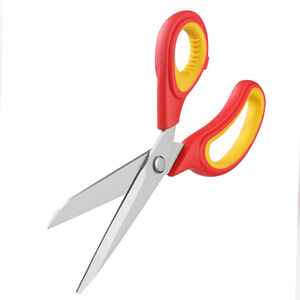 Tailor <b>Scissors</b> 9.4 Inch Stainless Steel Straight Head Red Yellow Handle For Fabric Cutting <b>Sewing</b> Use - Product Image 2