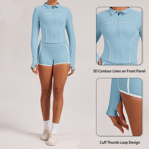 Vestes légères à fermeture éclair pour femmes Trendy Queen 2025 Tenues de jogging athlétiques Chemises de sport d'automne Vêtements de course à pied avec poche - Product Image 3