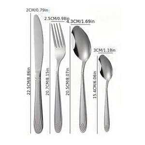 24-Piece Heavy-Duty Professional Stainless Steel Cutlery <b>Set</b> Sustainable <b>Forks</b> Spoons & <b>Knives</b> for Catering Industry - Product Image 6