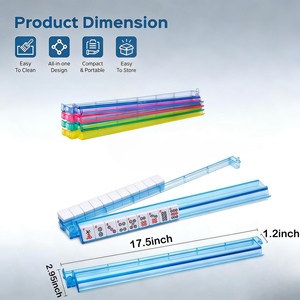 Mahjong Racks with Pushers Transparent Blue Plastic 4-Piece Set for Mahjong Game Play - Product Image 2