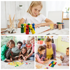 Colorful Wooden Figurines With <b>Bow</b> Print 75mm For Children Psychology Toy - Product Image 4