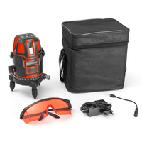 Niveau laser rouge et noir 360 degrés avec base, échelle d'angle, sac de transport, lunettes de sécurité, chargeur pour carrelage, vente en gros OEM