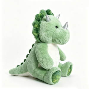 Peluche Triceratops, peluche dinosaure, peluche verte en forme de dinosaure, Triceratops à cornes argentées, jouet dinosaure pour enfants, peluche dinosaure moelleuse - Product Image 4