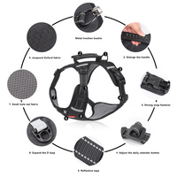 Harnais tactique pour chien anti-traction avec poignée, gilet réfléchissant réglable, confortable et respirant