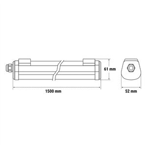 Plafoniera LED 125 cm di larghezza, 6 cm di profondità, finitura bianca per uso interno - Product Image 5