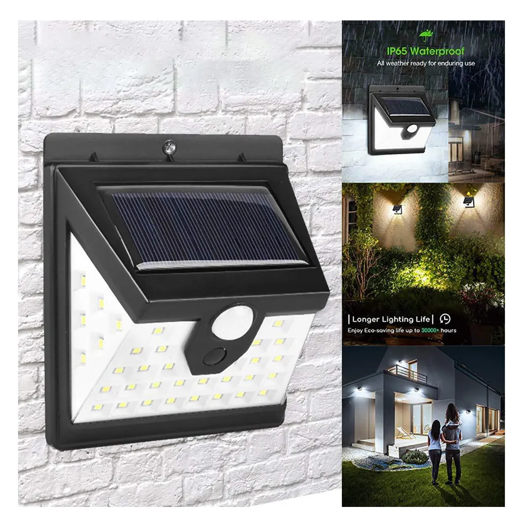 Led Square Modern Wall Mounted Waterproof Solar Wall Lamps Street Light IP65 Garden Lights Outdoor For Courtyard Garden