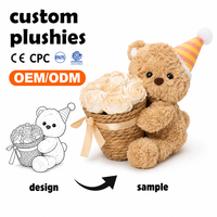 Panier de fleurs personnalisé, ours en peluche, bouquet, poupée en peluche, coussin doux, cadeau pour enfants et filles, faible MOQ, vente en gros OEM