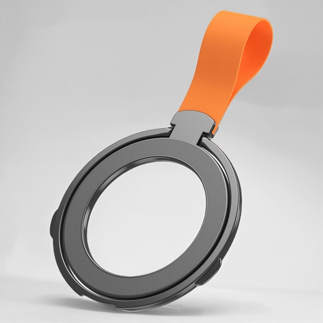 Custom Logo Versatile Magnetic Ring with Silicone Lanyard Wireless Charging Stable Metal Phone Holder Strong Magnet Ring