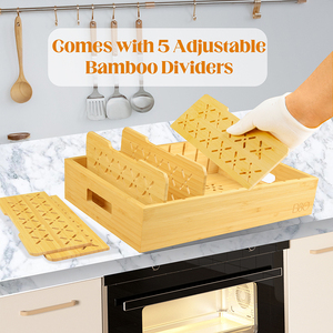 Tapa con bisagras Bandeja rodante plegable extra grande Caja de almacenamiento de madera Caja de almacenamiento de Bambú - Product Image 4