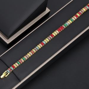 Bracelet de tennis JXX Fashion pour femme, plaqué or, avec zircon, bracelet tendance en laiton avec breloques pour mariages et soirées - Product Image 5