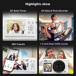Appareil photo numérique portable HD 5K à double écran avec capteur CCD de 80,0 millions de pixels pour micro-vlogging et photographie, idéal pour les étudiants et les selfies - Product Image 3