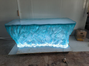 Îlot de cuisine en résine Iceberg, comptoirs translucides en cascade, table à manger, décoration intérieure pour villa, hôtel, club - Product Image 2