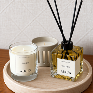 Ensemble diffuseur de parfum à bâtonnets en verre transparent Aikun, 2 pièces, avec parfum personnalisé, emballage cadeau, marque privée, commande en gros OEM ODM - Product Image 1
