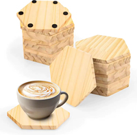 Sous-verres hexagonaux en bois de pin naturel, set de sous-verres hexagonaux en bois de qualité supérieure avec base antidérapante pour boissons