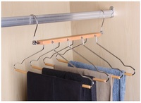 LM4806A Cintre en bois et métal à 4 couches de haute qualité pour jeans avec barre en bois