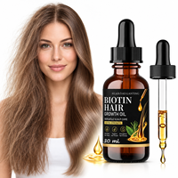 Huile de croissance capillaire à la biotine 30 ml, soin du cuir chevelu à base de plantes, force accrue, aide à réduire la chute des cheveux, huile capillaire pour des cheveux d'apparence plus volumineuse