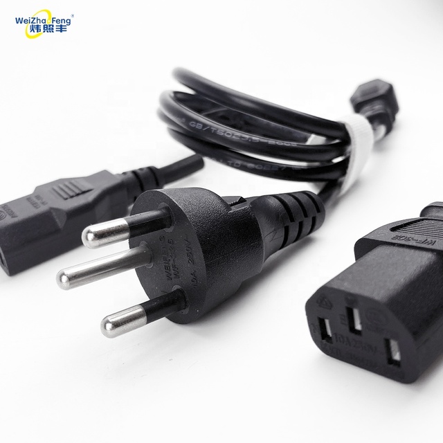 PVC Insulated 100% Pure Copper Conductor IEC 3 Pin 16A 250V IP24 Rated Home Appliance Extension AC Power Cords