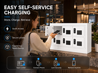 Casier de recharge pour smartphone à 6 portes, serrure électronique, USB-C, Lightning, sécurisé, en libre-service, durable, station de recharge murale