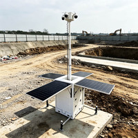 Tour de surveillance mobile solaire hors réseau avec mât de levage manuel de 6 m et onduleur de 1 kW, unité de surveillance de sécurité certifiée CE