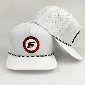Casquettes de baseball sportives imperméables et respirantes en gros avec patchs en caoutchouc PVC, 100 % polyester, unisexe, pour joueurs d'équipe, avec cordon, personnalisables - Product Image 6