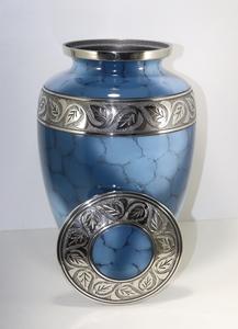 Urne de crémation extra large en zircon bleu nuageux fabriquée à la main pour adultes pour les cendres humaines, grande gravée peinte avec des produits de meilleure qualité - Product Image 3