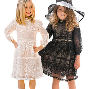 Vêtements d'été pour enfants en gros, robes décontractées pour bébés filles à imprimé floral et dentelle en maille - Product Image 1