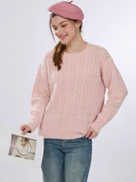 Pull à manches longues décontracté pour femmes, col rond, 100% polyester, polyvalent et facile à porter