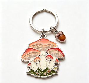 Porte-clés en métal émaillé en forme de champignon, pendentif en alliage de zinc en forme de gland, ornement cadeau pour promotion - Product Image 3