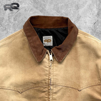 Blouson Bomber Décontracté pour Homme, Coupe Ample, en Toile de Coton Teinte 100% avec Col Montant Zippé, Épais et Coupe-Vent, Style Années 90, Service OEM Usine Personnalisé