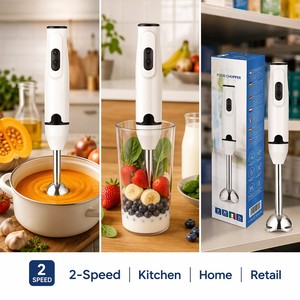 <span class=keywords><strong>Mixeur</strong></span> Plongeant 400W <span class=keywords><strong>avec</strong></span> Moteur en Cuivre Pur, 1 Vitesse, Lame Amovible en Acier Inoxydable pour Soupe et Smoothie – Idéal Cuisine - Product Image 2