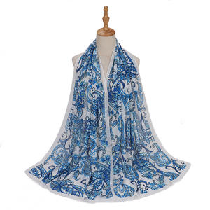 Terbaru kedatangan 70*180CM lembut Digital Printing sifon bunga kepala membungkus syal Malaysia mode sifon dicetak jilbab wanita - Product Image 5