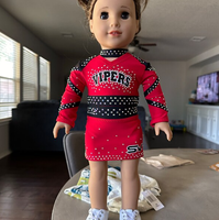 Nouveauté : Costume de pom-pom girl pour poupée de 18 pouces, uniforme de pom-pom girl pour filles, ensemble de déguisements fantaisie avec strass pour la danse de pom-pom girl