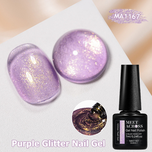 MEET ACROSS Gel à ongles à effet puissant avec paillettes violettes, étiquette privée personnalisée disponible, série Dunhuang, gel UV à paillettes <span class=keywords><strong>flash</strong></span> - Product Image 3
