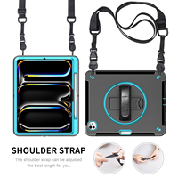 Étui robuste pour tablette avec support rotatif à 360°, stylet et bandoulière réglable pour iPad Pro 13 pouces M4 2024 (modèles A2925, A2926, A3007)