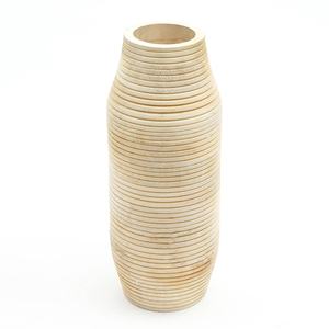 Vase en bois d'accent moderne fait à la main 7x18 en céramique bambou pour le salon Pièce décorative artisanale pour la maison - Product Image 2